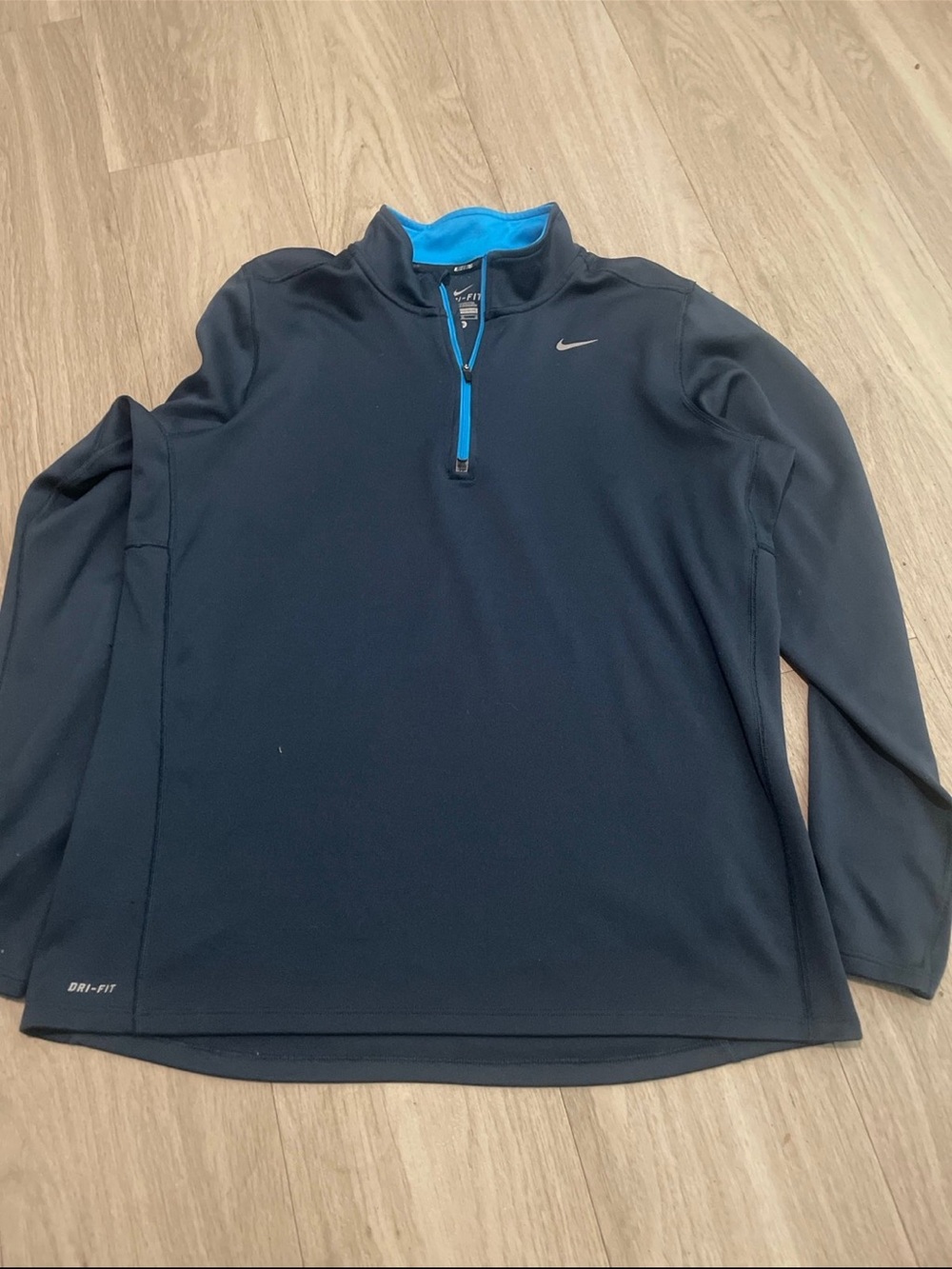 Nike Black Quarter-Zip Performance Pullover with Blue Trim